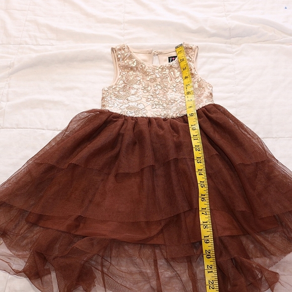 LILT Sequins tulle dress, cream and brown, 4T - Picture 4 of 5